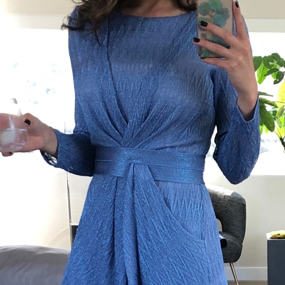 Missoni knee length wrap dress with belt. Blue. Size 42